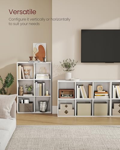 VASAGLE Bookcase Cube Shelf with 6 Compartments, 9.4 x 25.8 x 38.6 Inches | Bookshelf storage shelf, Cloud White, CUSTOS Collection, ULBC423W01 - color: Cloud White, size: 6 Cubes (9.4"D x 38.6"H), style: 1 Pack