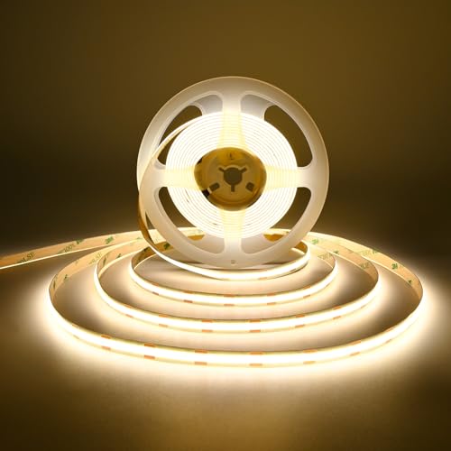 COB LED Strip Lights LED Strip16.4FT CRI 90+ 2400LEDs 4000K Natural White | DC12V Dimmable Flexible High Density Super Bright Uniform 9W/m LED Strips Lights for Home Decor(No Adapter or Controller) - color: Natural White 4000K, size: DC12V