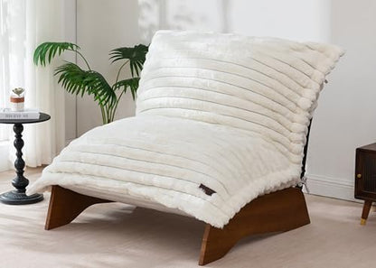 MAXYOYO Adjustable Living Room Chair, 3-Position Bean Bag Chair with Frame | Upholstered Accent Chair with Frame, Removable Cushion, Soft Reclining Lounge for Bedroom, Apartment, Office, Beige - color: Striped Beige