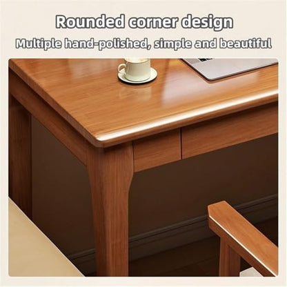 Solid Wood Narrow Desk with Drawers,Simple Bedroom Writing Desk,Sturdy Table,Suitable for Office, Bedroom,Study(Brown, 32" L / 80CM) - color: Brown, size: 32"L / 80CM