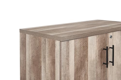 MMT Furniture Designs Ltd Office Storage Cabinet 2 Door Locking - File Cabinet Organiser Cupboard - Wooden Filing Cabinet 31.5" Long (Classic Oak) - color: Classic Oak