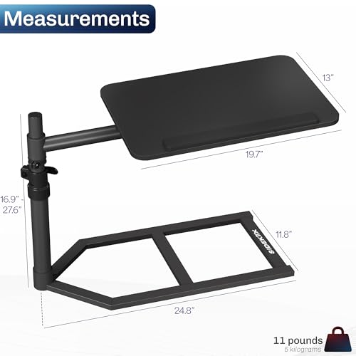 Height Adjustable Under Mattress 20 inch Bedside Desk, Works with Lofts and Beds Without Frames, Tilting Desktop, Fits Laptops, Books, and More, Black - size: 20"