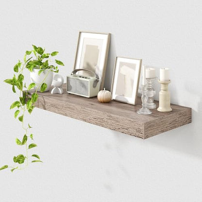 30 Inch Floating Shelves, 12'' Deep Grey Shelves for Wall Set of 1 | Invisible Brackets, Engineered Wood, Mounting Hardware Included, 45LBS, Bathroom, Laundry Room, Kitchen, Living Room - color: Grey, size: 30W x 11.6D x 2H, 1 Pack