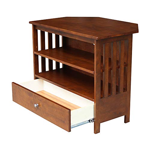 Solid Wood Mission Corner Enteinment/TV Stand, Espresso - color: Espresso