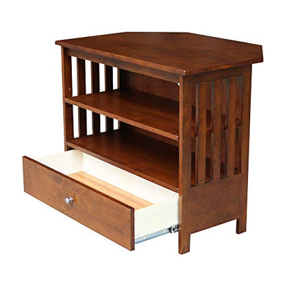 Solid Wood Mission Corner Enteinment/TV Stand, Espresso - color: Espresso