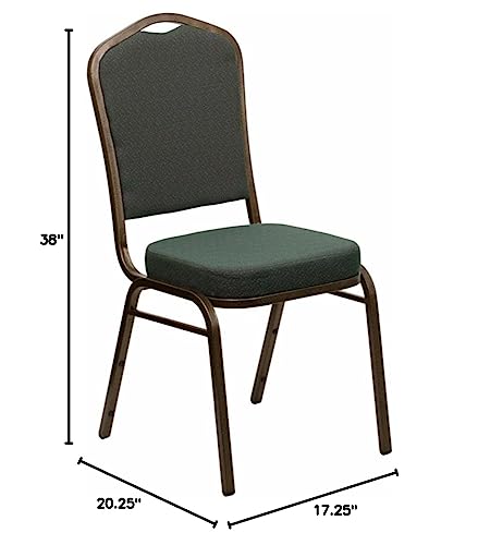 Flash Furniture Hercules Crown Back Stackable Banquet Chair, Green, 4-Pack | Gold Vein Frame, Fabric Upholstery - color: Green Patterned Fabric/Gold Vein Frame, size: Set of 4