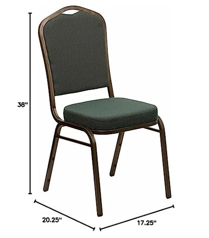 Flash Furniture Hercules Crown Back Stackable Banquet Chair, Green, 4-Pack | Gold Vein Frame, Fabric Upholstery - color: Green Patterned Fabric/Gold Vein Frame, size: Set of 4