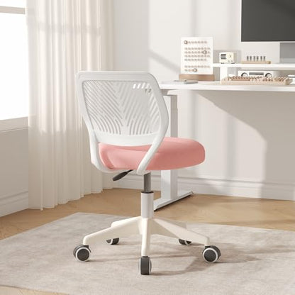 JPBSTO Armless Desk Chair, Height Adjustable Swivel Office Rolling Task Chairs with Soft Mesh Padded Cushion, Ergonomic Small Study Computer Chair for Girls Boys Teens (Pink, 2PCS) - color: Pink 2pcs