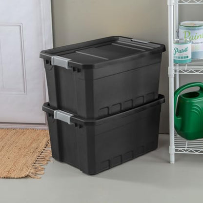 Sterilite Stacker Tote, Plastic Storage Bins with Lids, 19 Gallon, 6-Pack | Rugged Stackable Organizer Bin Containers with Latching Lids for Bed, Garage, Office, Kitchen, Closet & Classroom - size: 19 Gallon, style: 6 Pack