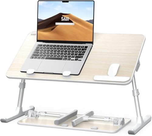 Laptop Desk for Bed, SAIJI Lap Desks Bed Trays for Eating Writing | for Eating Writing, Adjustable Computer Laptop Stand, Foldable Lap Table in Sofa and Couch（20.5x11.8 Teak - color: Teak, size: 20.5×11.8In