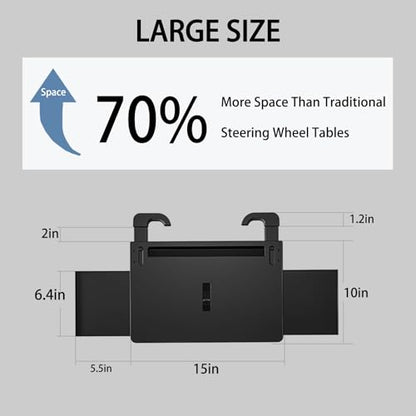 Steering Wheel Tray, Car Food Tray, Car Desk for Laptop, Multipurpose Car Table for Eating & Work, Adjustable Car Tray with Drawer and Anti-Slip Protective Adhesive - size: Steering Wheel Tray