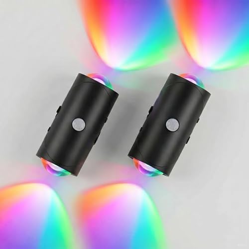 Motion Sensor Night Light, USB-C Rechargeable RGB Wall Light 2PACK | 7 Color RGB Motion Sensor Light Indoor, Magnetic Battery Operated Wall Sconces for Bedroom, Bathroom, Hallway, Stairs - color: B.BLACK-2 PACK