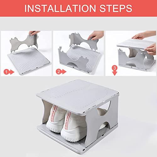 6-Tier Shoe Rack, Stackable Storage Organizer for Bedroom Entry, Adjustable Rack, Shoe Slots Shelf, Easy Tower Rack, Grey - color: Grey