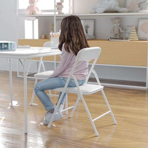 Flash Furniture Mindy Kids 5-Piece Folding Table and Chair Set, White | Daycare and Classroom, Children's Activity Table, Portable - color: White, size: 5 Piece Set