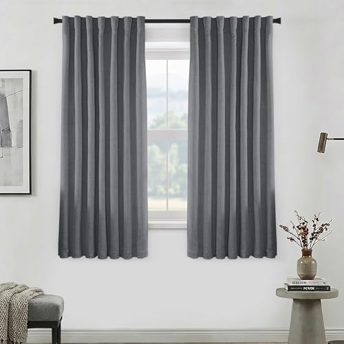PANELSBURG Dark Gray 100% Total Blackout 63 Inch Curtains for Bedroom Living Room Sound Proof Insulated Curtains - color: Dark Gray, size: 50"W x 63"L (Pack of 2)