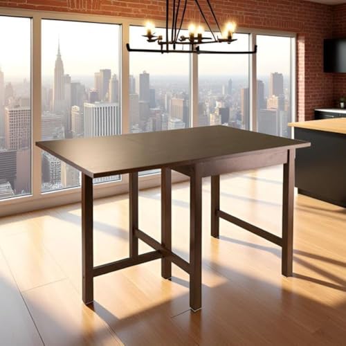 Lynden Drop Leaf Dining Table Versatile Table with Drop Leaf Design for Small or Large Spaces Expands from Compact Table to Full-Sized Dining Table Featuring Rich Walnut Finish