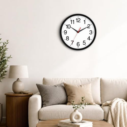 Wall Clock Analog 10 Inch Black Battery Operated Silent Clock | Easy To Read, Non Ticking, Round, Accurate, Kitchen, Living Room, Classroom, Office, School - color: A_black, size: 10 Inch