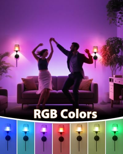 Adetu 23 inch Crystal Battery Operated Wall Sconce Set of 2 | Black Rechargeable Wall Sconce with 10000mAh Magnetic Bulbs, RGB Dimmable Wireless Wall Lamp for Bedroom Living Room - color: Black, size: 23 Inch