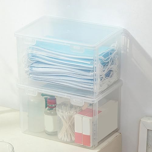 Transparent Storage Box Heavy Duty Storage Containers Large Capacity Plastic Clear Storage Container for Home Dormitory Office L (21.5x14x10cm/8.5x5.5x3.9in) (S) - size: S