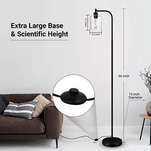 Modern Floor Lamp with Seeded Glass Shade, 65 Inches Tall, Energy Efficient, LED Bulb Included, Easy Assembly and Use - color: Clear