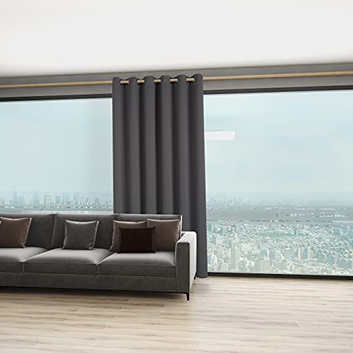 BONZER Room Divider Curtain Total Privacy Wall Screen Partitions | Grommet Thermal Insulated Wide Blackout Curtains for Bedroom Living Room, 84L x 70W Inch (7L x 5.8W ft), 1 Panel, Dark Grey - color: Dark Grey, size: 70"W x 84"L (Pack of 1)