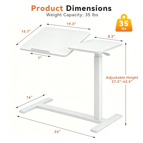 KEIKI Height Adjustable Rolling Laptop Desk, Portable Mobile Standing Workstation with Tiltable Top for Home Office Classroom, Beige - color: Beige