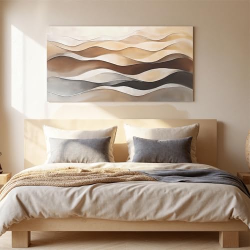 Abstract Canvas Wall Art Decor For Living Room Prints Brown White Aesthetic Wall Decor Painting Wavy Stripes Abstract Art Prints Minimalist Decor Artwork Picture For Bedroom Kitchen Office Bathroom Artwork 20"×40" - color: LAI-11A, size: 40"L x 20"W