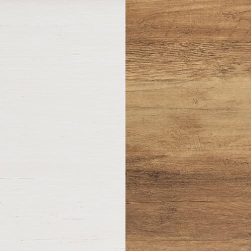 AMERLIFE Farmhouse Wood Nightstand Set of 2, End Table with Drawers, White | Narrow/Small 18" Bedside Table with Open Shelf, Wooden Night Stand for Bedroom/Home Office, Rustic White + Honey Brown - color: Rustic White + Honey Brown