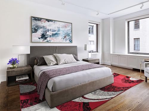 Yafa Home Fashion Modern Contemporary Swirls Design Area Rug, Luxurious, Elegant, and Fashionable Area Rug (Red, 4 ft X 5 ft) - color: Red, size: 5'3" x 4' (Rectangular)