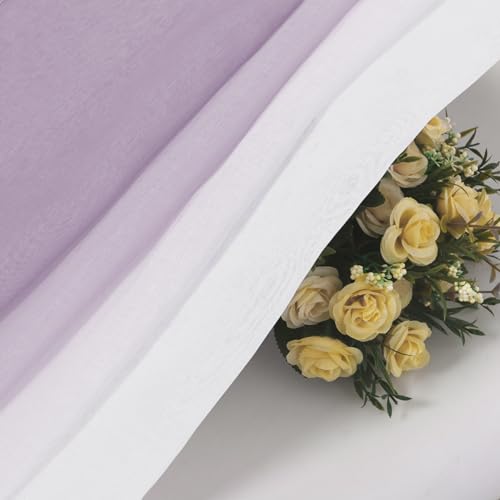 DWCN Lavender Faux Linen Ombre Sheer Curtains - 84 inches Long Gradient Semi Voile Curtains for Bedroom and Living Room, Set of 2 Grommet Top Window Curtain Panels, 52 x 84 Inches Long, Lavender - color: Lavender, size: 52"W x 84"L (Pack of 2)