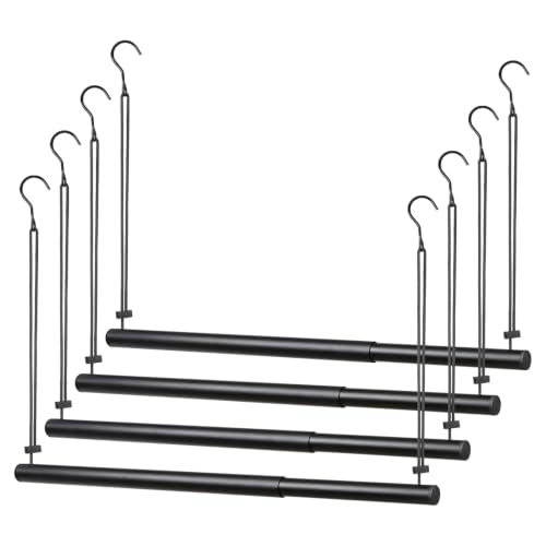 BaiNong Adjustable Closet Hanging Rod 17-30" Black 4 Pack | Closet Rod Extender Heavy Duty Double Hanging Closet Rod, Walk-in Closets, and Clothes Rack to Maximize Storage Space - color: Black