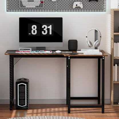 Computer Desk, 47 inch L Shaped Computer Desk, Reversible Home Office Corner Desks for Writing Study Work Executive, Bedroom Wood Table Workstation Desks