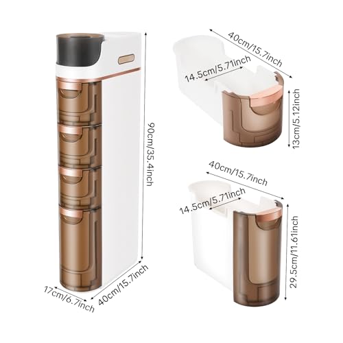 4 Tiers Slim Bathroom Storage Cabinet, Narrow Plastic Rolling Cart Organizer with Drawers, Mobile Storage Organizer with Tissue Box and Removable Dividers for Small Spaces, Bathroom, Bedroom, Kitchen