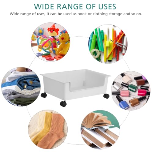 Under Bed Storage with Wheels Desktop Book Storage Bin for Home Office School Dormitory 6.12X11.08X6.12 Inches