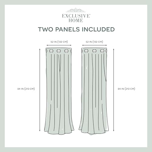 EXCLUSIVE HOME Medallion Room Darkening Blackout Grommet Top Curtain Panel Pair, 52"x108", Black Pearl - color: Black Pearl, size: 52"W x 108"L (Pack of 2)