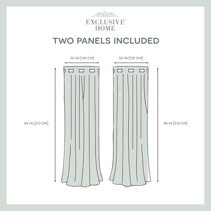 EXCLUSIVE HOME Medallion Room Darkening Blackout Grommet Top Curtain Panel Pair, 52"x108", Black Pearl - color: Black Pearl, size: 52"W x 108"L (Pack of 2)