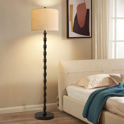 ILLMTW Floor Lamp for Living Room,Bedroom,Vintage Mid Century Standing Lamp with Remote Dimmable,Black Tall Lamp Farmhouse Industrial Rustic Retro Floor Light Boho Bohemian - size: Floor Lamp-31