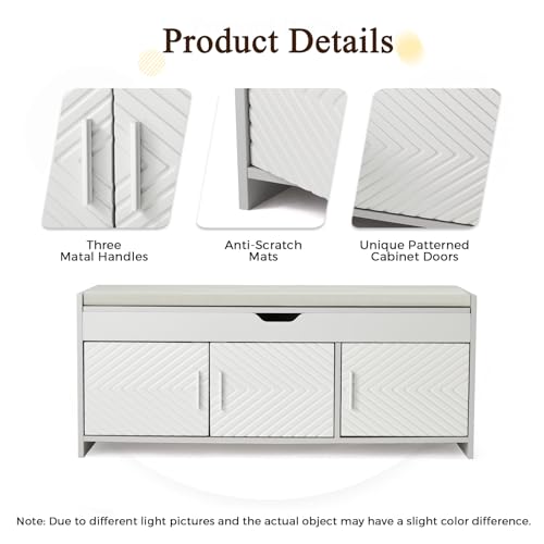 Storage Bench, Shoe Bench with Lift Top Storage, Entryway Bench with Cushioned Seat, Adjustable Shelf for Living Room, Bedroom, Hallway, Light Grey - color: Light Grey