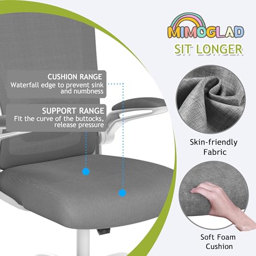Mimoglad Home Office Chair, High Back Desk Chair, Ergonomic Mesh Computer Chair with Adjustable Lumbar Support and Thickened Seat Cushion - color: Dim Gray