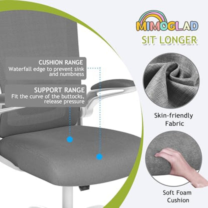 Mimoglad Home Office Chair, High Back Desk Chair, Ergonomic Mesh Computer Chair with Adjustable Lumbar Support and Thickened Seat Cushion - color: Dim Gray