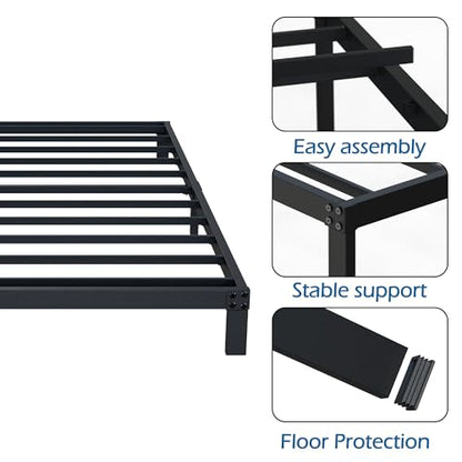 DiaOutro 7 Inch Twin Bed Frames Heavy Duty Low Profile Metal Platform | Steel Slats Platform No Box Spring Needed Mattress Foundation, Easy Assembly, Noise Free - size: Twin, style: 7 Inch