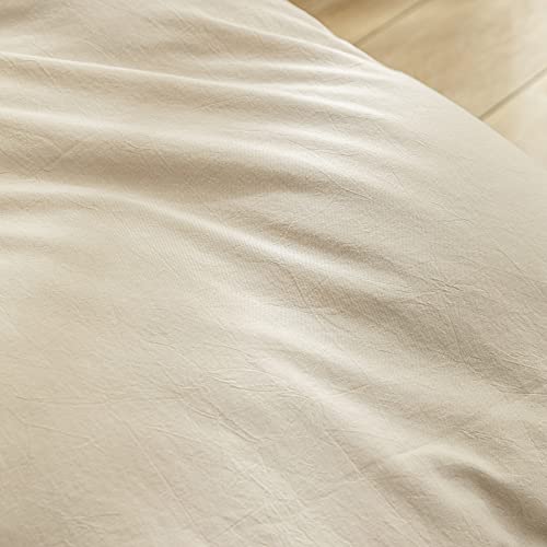 BESTOUCH Cotton Solid Duvet Cover Set Linen Feel Almond Milk Grey Twin | 100% Washed Cotton, Soft Wrinkle Texture, Hidden Zipper, 8 Ties, Breathable Lightweight Durable Comfy, 2 Pcs No Insert - color: Almond Milk Grey (No Comforter), size: Twin/Twin XL (6