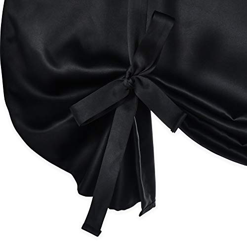 99% Blackout Thermal Insulated Adjustable Tie Up Shade Curtain with Rod Pocket Top - 34 Wide by 45 Inch Long (Black,1 Panel) - color: Black, size: 34"W x 45"H