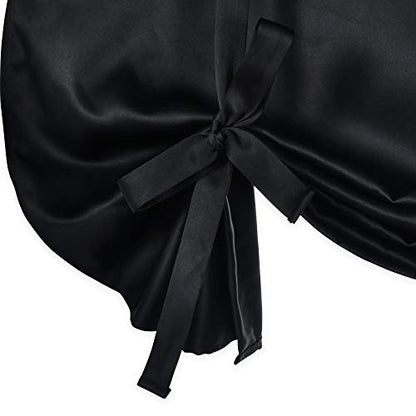 99% Blackout Thermal Insulated Adjustable Tie Up Shade Curtain with Rod Pocket Top - 34 Wide by 45 Inch Long (Black,1 Panel) - color: Black, size: 34"W x 45"H