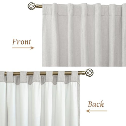45 Inch Natural 100% Blackout Linen Curtains with White Liner | Light Grey, Linen Textured, Thermal Bedroom Curtains, Neutral Farmhouse Drapes, Rod Pocket Back Tab, 2 Panels, 38 x 45 Inch - color: Light Grey, size: 38"W x 45"L (Pack of 2)