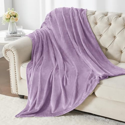 Elegant Throw Blanket for Couch & Sofa, All-Season Lightweight Fleece Blanket, Luxury Soft Cozy Fuzzy Throw for Her Him, Lavender, 50 x 56 Inches