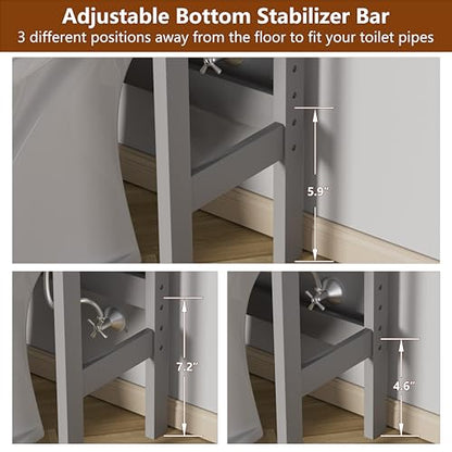 Yardenaler Over-The-Toilet Storage Shelf with Doors, Bathroom Freestanding Organizer Space Saver with Adjustable Shelf, Gray - color: Grey