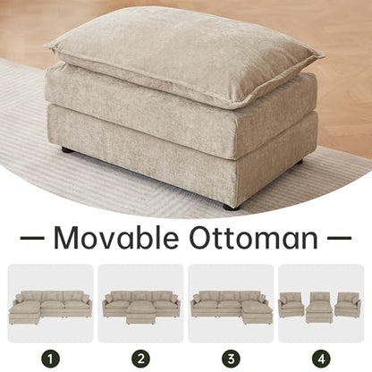 Modular Sectional Sofa, 112.2 Inch L Shaped Couch Set with Armrests, 3-Seater Comfy Cloud Couches for Living Room Apartment, Coffee - color: Coffee, size: 112'' - L Shape