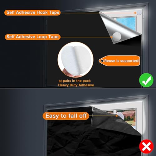 Blackout Curtains 100% Blackout Blinds Window Cover Portable Shades 157x57” | No Drill, Cuttable Fabric, Temporary Blinds, Indoor Window Shades, Bedroom Nursery RV Travel, Sun Blocker, Room Darkening - size: 157.5"W x 57.1"L (Pack of 1)
