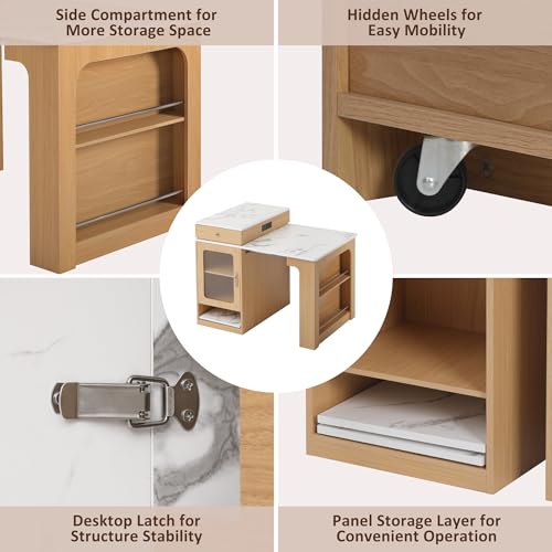 59.5" Kitchen Island with Extendable Dining Table, Kitchen Storage Table with Double-Sided Storage & Drawers, Power Outlet, Side Open Shelves, for Dining Room (Natural3) - color: Natural3